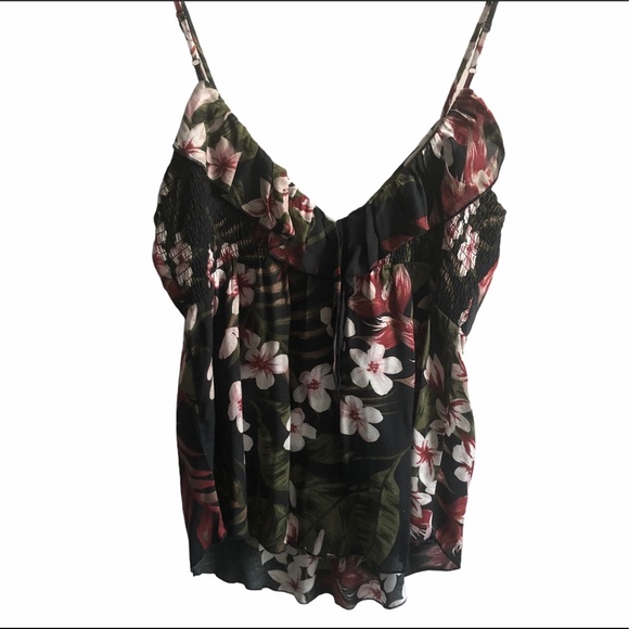 NWT CHASER Floral Ruffle Strappy V Cami Top L - Picture 5 of 10